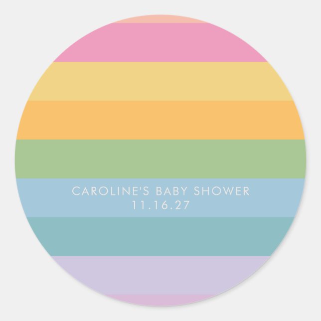 Sticker Rond Bright Pastel Stripe violet Baby shower personnali (Devant)