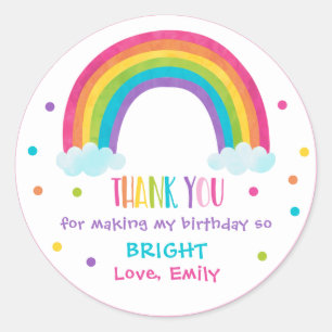 Sticker Rond Bright Rainbow Anniversaire Fête Cadeau Favoriser