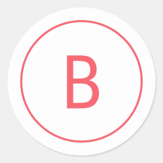 Sticker Rond Bright Red Simple Monogram Christmas Envelope