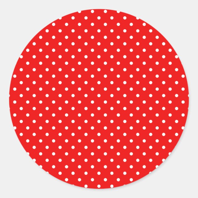 Sticker Rond Bright Retro rouge et blanc Polka point blanc (Devant)