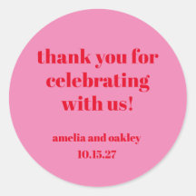 Bright rose rouge rétro Merci de mariage personnal