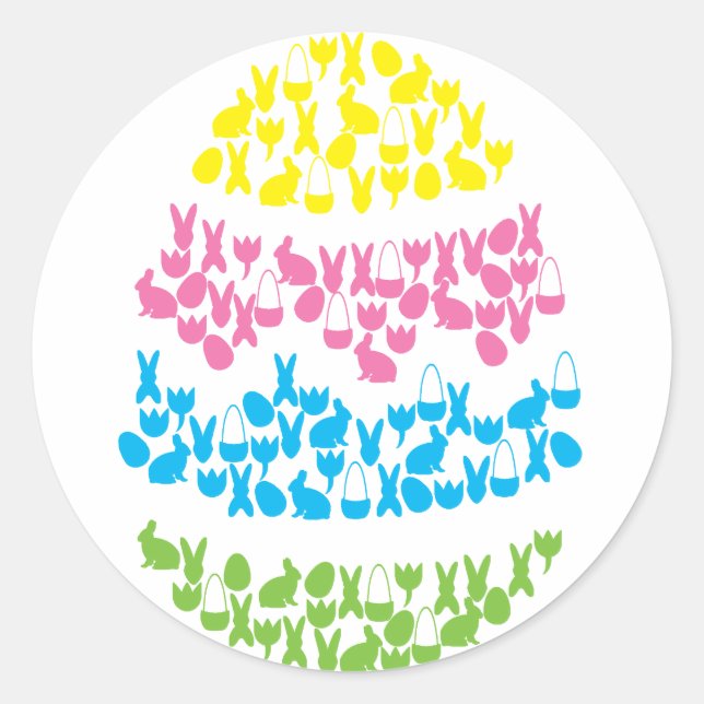 Sticker Rond Bright Spring Motif OEufs de Fête de Pâques (Devant)