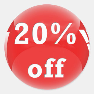 Sticker rond brillant 20 % moins cher (pourcentage