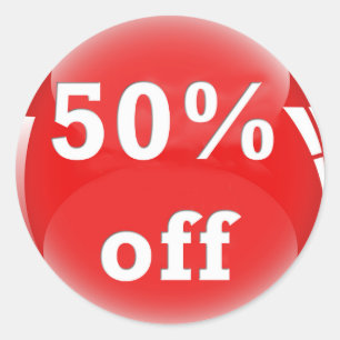 Sticker rond brillant 50 % moins cher (pourcentage