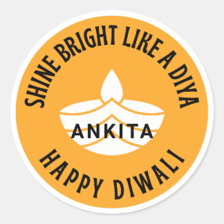 Sticker Rond Brillant comme un Diya personnalisable