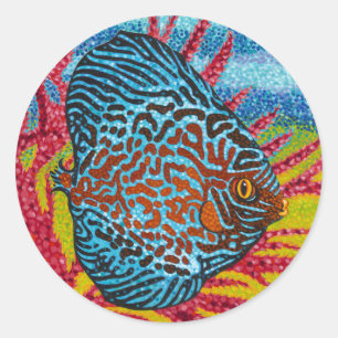 Sticker Rond Brillant poisson tropical II