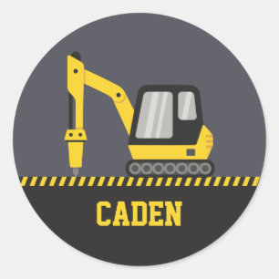 Sticker Rond Brise-roche jaune de chantier pour enfants