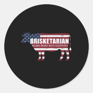 Sticker Rond Brisketarian Brisket Bbq Humour Crude Byrbecue