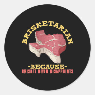 Sticker Rond Brisketarian Funny Texas Bbq Meat Lover