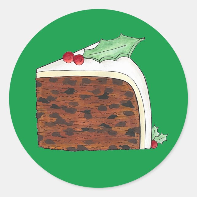 Sticker Rond British Christmas Cake Slice Festive Gastronomie d (Devant)