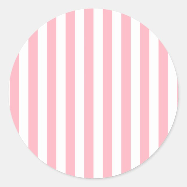 Sticker Rond Broad Stripes - Blanc et Rose clair (Devant)