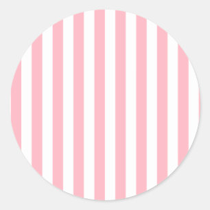 Sticker Rond Broad Stripes - Blanc et Rose clair