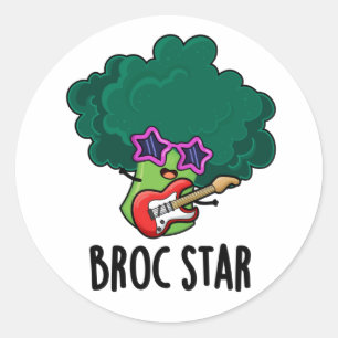 Sticker Rond Broc Star Funny Brocolli Rock Star Pun