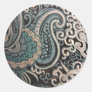 Sticker Rond Brocade bleu et argent