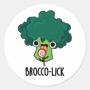 Sticker Rond Brocco lick Funny Veggie Broccoli Pun