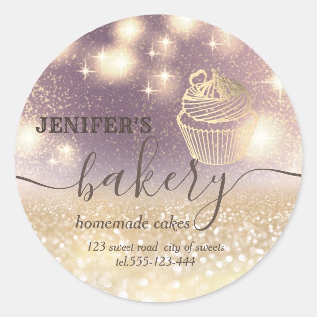 Sticker Rond Broche à rouleaux et whisky chef script boulangeri (Devant)