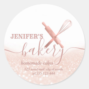 Sticker Rond Broche à rouleaux et whisky chef script boulangeri