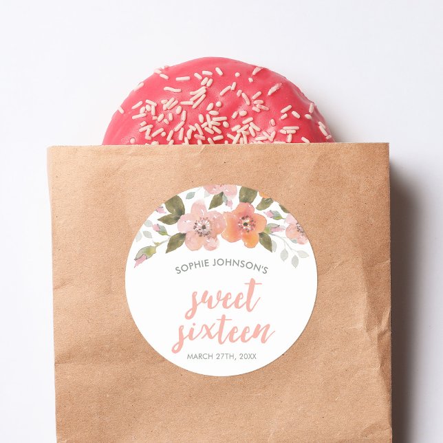 Sticker Rond Broche délicate Florale sucré 16 (Créateur téléchargé)