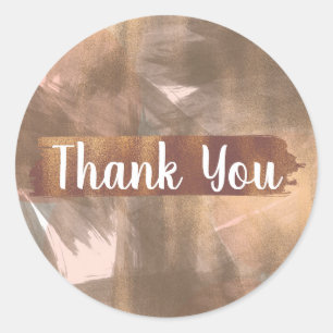 Sticker Rond Broche et cuivre bronze Chic moderne Monogramme or