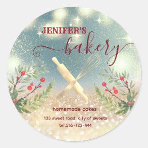 Sticker Rond Broche et whisky de vacances chef script boulanger