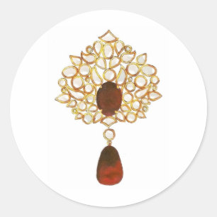 Sticker Rond Broche Kundan & ruby