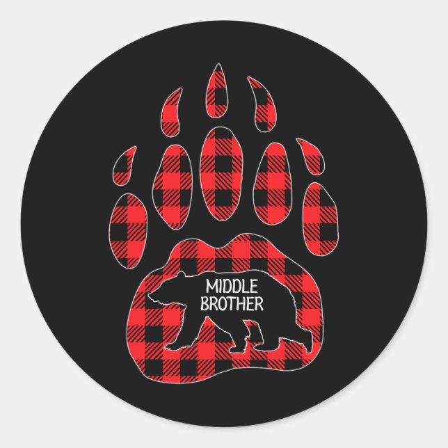 Sticker Rond Broche médiane Ours rouge Plaid Buffalo moyen (Devant)