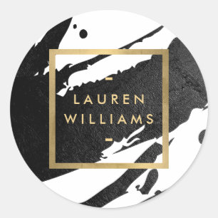 Sticker Rond Brochures Abstraites d'encre noire