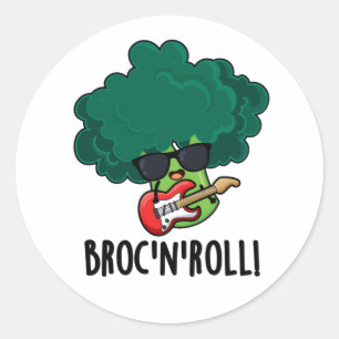 Sticker Rond Brock n Roll Funny Veggie Brocoli Pun