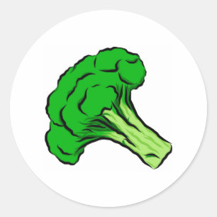 Sticker Rond Brocoli Floret Vert Dessin Art Légumes Aimer