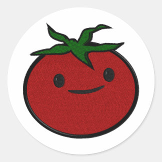 Sticker Rond Broderie de tomates mignonnes Imprimer