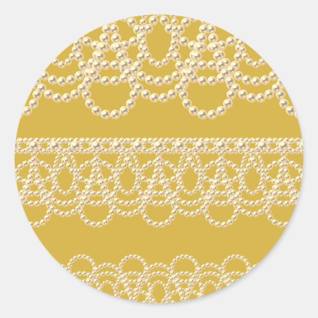 Sticker Rond Broderie et Perles Or (Devant)