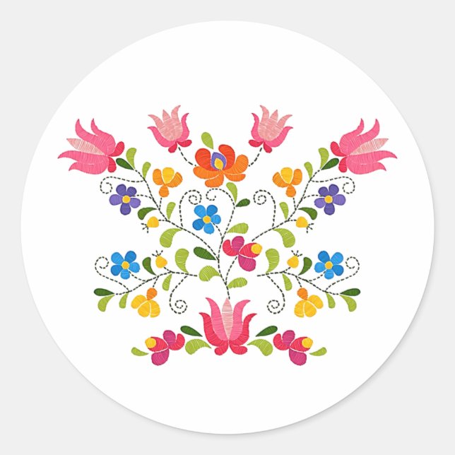 Sticker Rond Broderie florale (Devant)