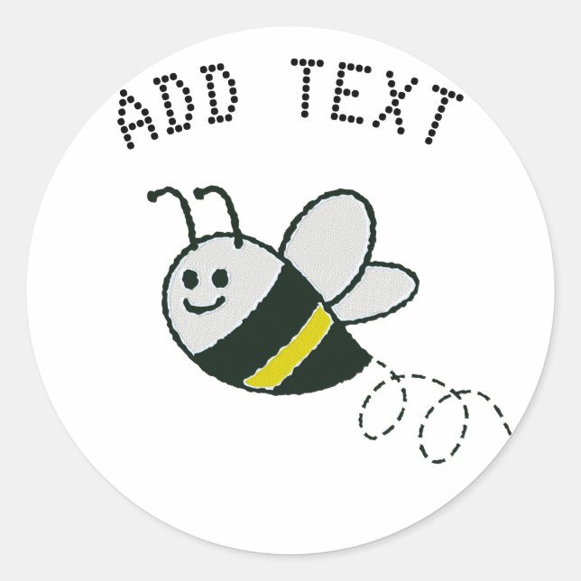 Sticker Rond Broderie Imprimer Baby shower d'abeille mignonne (Devant)