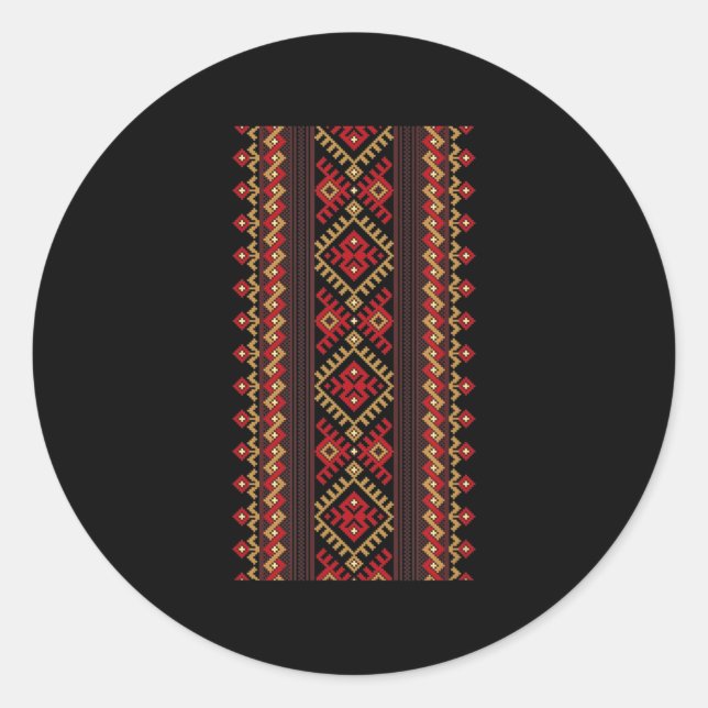 Sticker Rond Broderie Ukraine Vyshyvanka Imprimer Motif ethniqu (Devant)