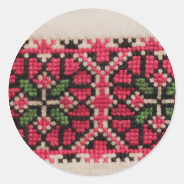 Sticker Rond Broderie ukrainienne (Devant)