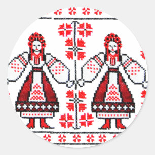 Sticker Rond Broderie ukrainienne traditionnelle