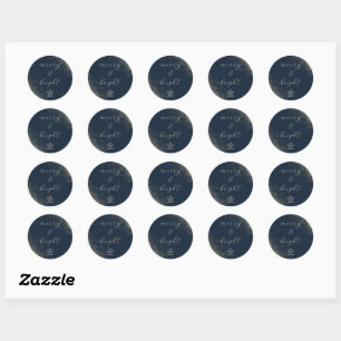 Sticker Rond Brodeur Bleu Or Dust Holiday