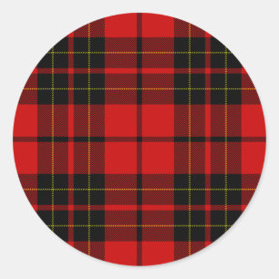 Sticker Rond Brodie tartan rouge noir plaid