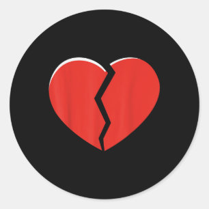 Sticker Rond Broken Red Heart Valentines Jour Drôle Coeur Desig