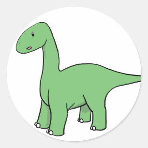Sticker Rond Brontosaurus vert mou