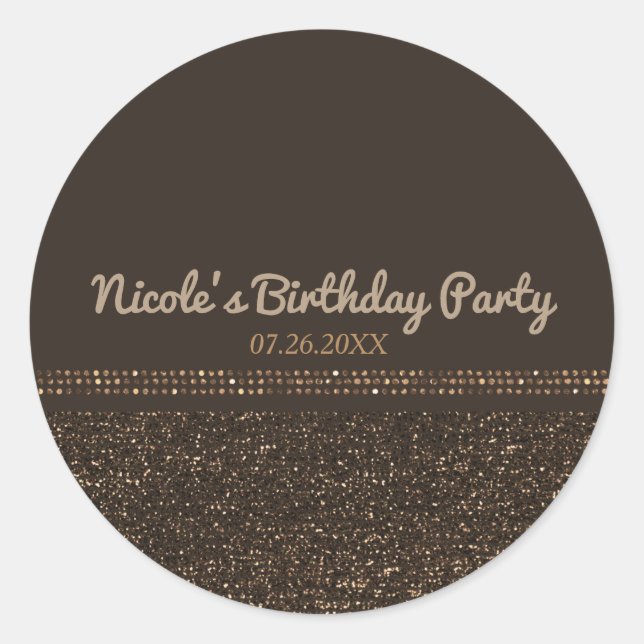Sticker Rond Bronze Brown Chic Sparkling Glam Party Favoriser (Devant)