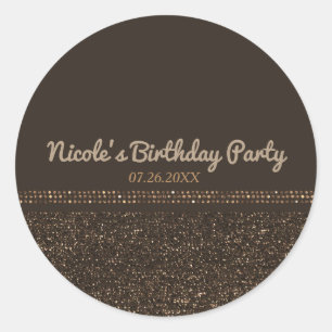 Sticker Rond Bronze Brown Chic Sparkling Glam Party Favoriser