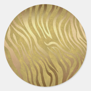 Sticker Rond Bronze d'or Zebra Print Jungle Safari Glam