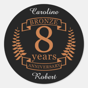 Sticker Rond Bronze huitième anniversaire mariage 8 ans