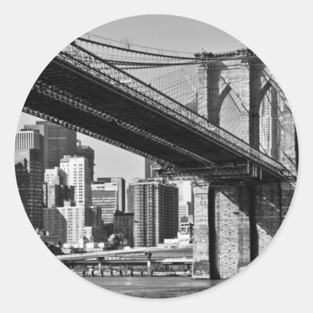 Sticker Rond Brooklyn Bridge New York City (Devant)