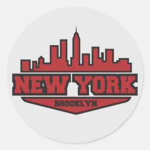 Sticker Rond Brooklyn New York   Script de style de bloc