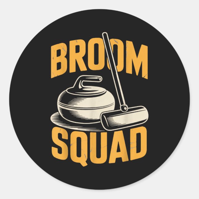 Sticker Rond Broom Squad Ice Sweeng Rock Stone Sliding Curling  (Devant)