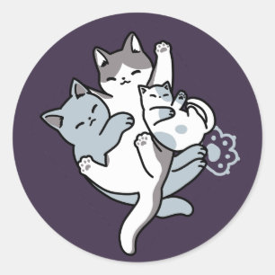 Sticker Rond Brosse à lait - Chats à couchage mignon