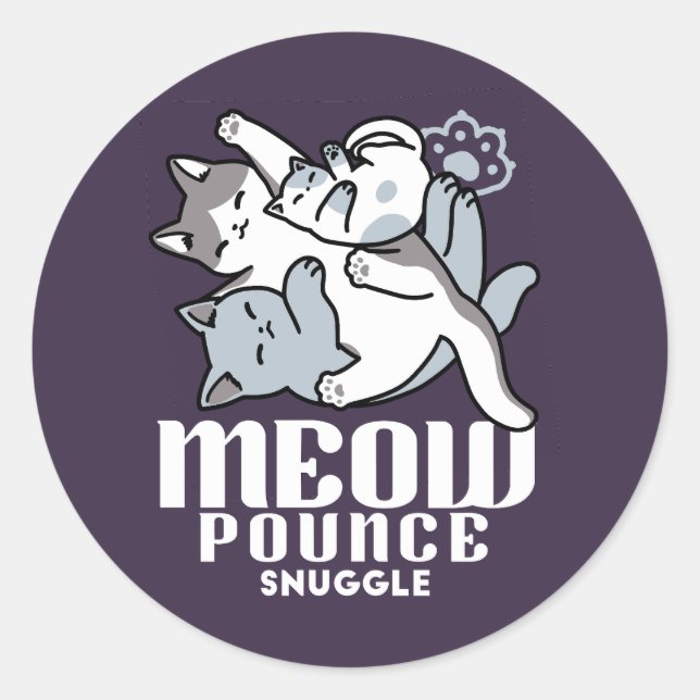 Sticker Rond Brosse à lait - Chats à couchage mignon (Devant)