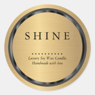 Sticker Rond Brosse Gold et Black Frame